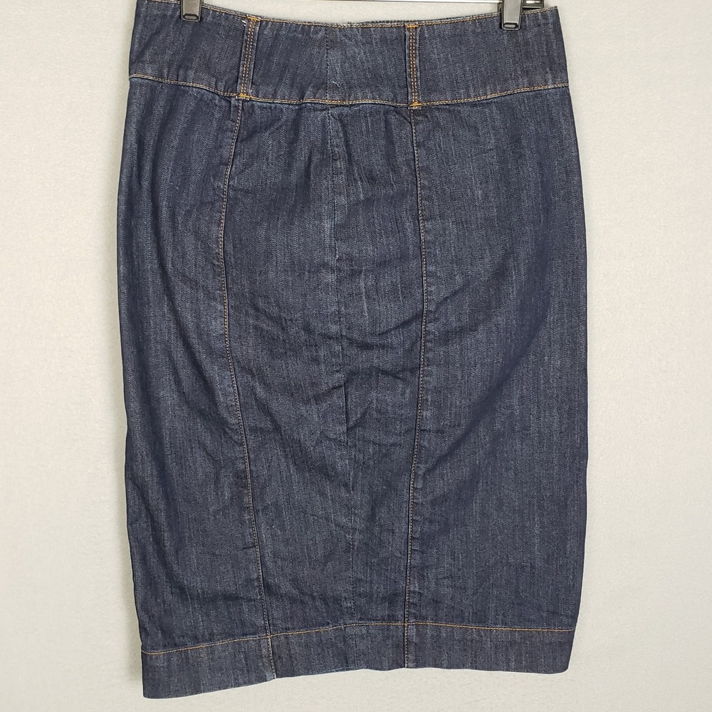 WHBM Size 8 Jean Pencil Skirt Dark Wash Denim Western Boho‎ Festival Cowgirl